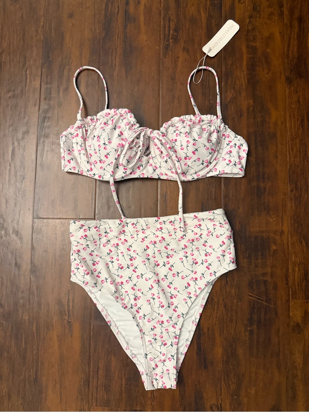 Somerfield swim High Waist Floral Bikini Set - Pink/White